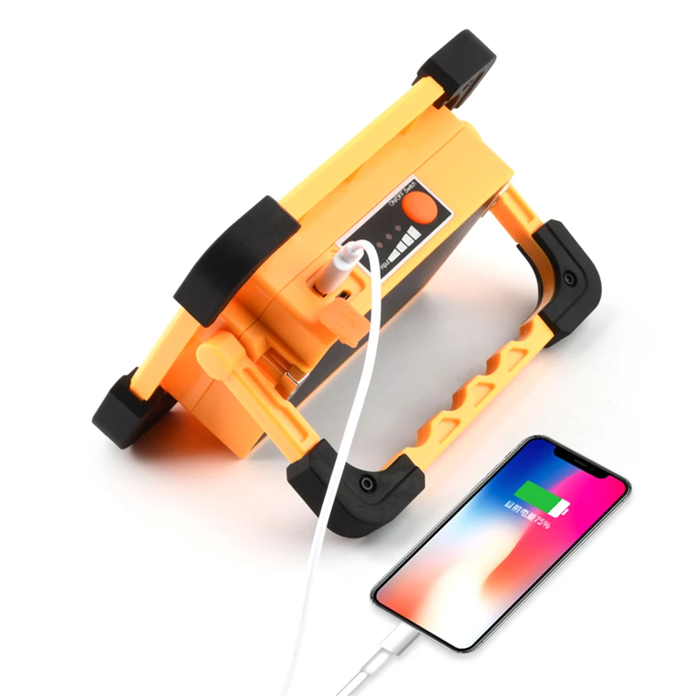 Светодиодный ручной рабочий светильник 30 Вт перезаряжаемый от солнечной/USB