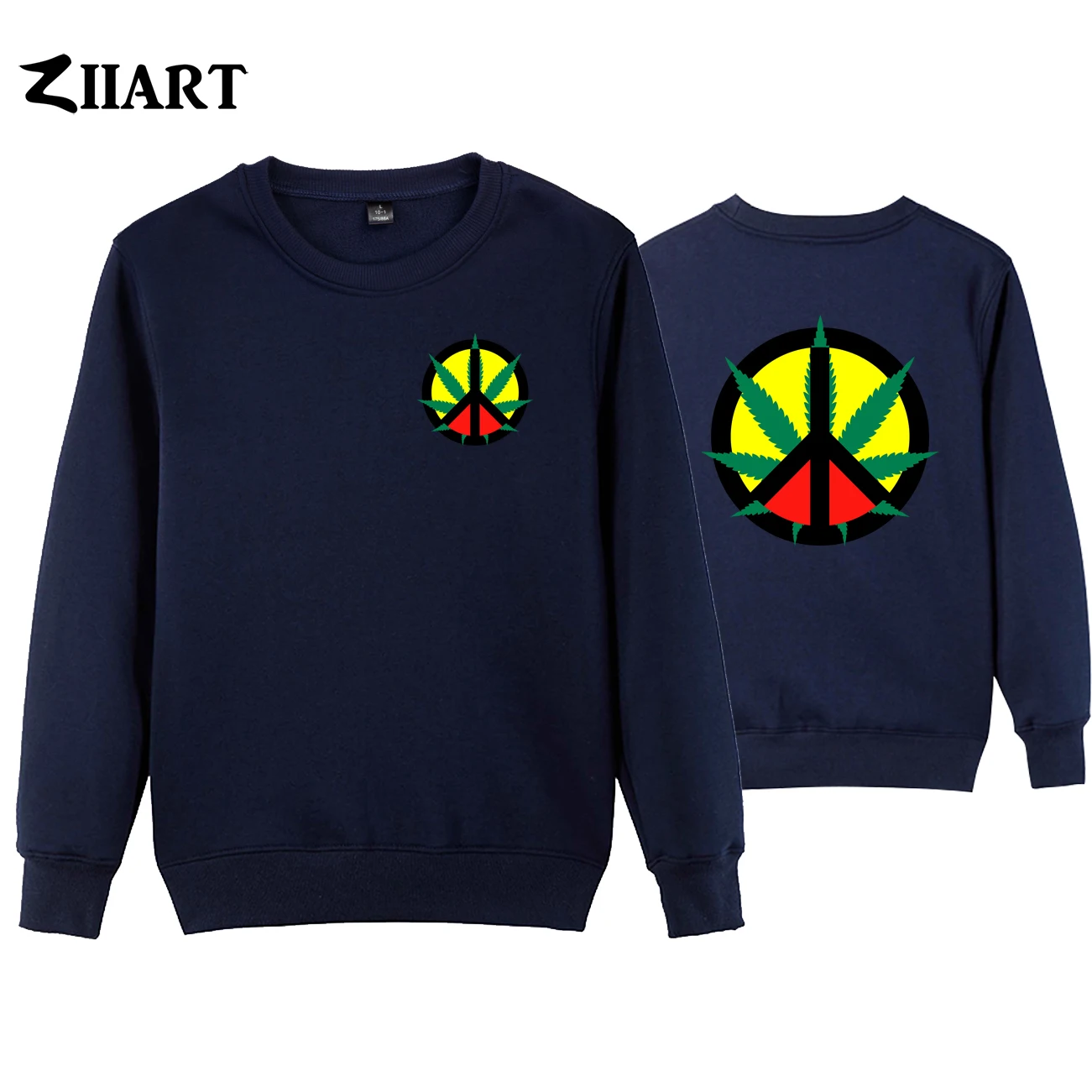 

Boy Man Men Crew Neck Sweatshirt Peace Symbols Plant Leaf Reggae Regge Rasta Jamaica Teenager Pullover Fleece ZIIART