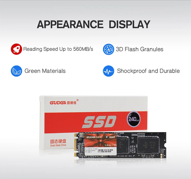 GUDGA M.2 SATA SSD NGFF HDD 128 ГБ 256 Внутренний твердотельный накопитель 2280 жесткий диск для
