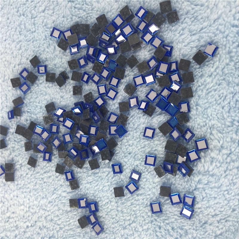 Зеркальные синие Квадратные бусины с плоской задней поверхностью 300 1440 шт. S4 * 4