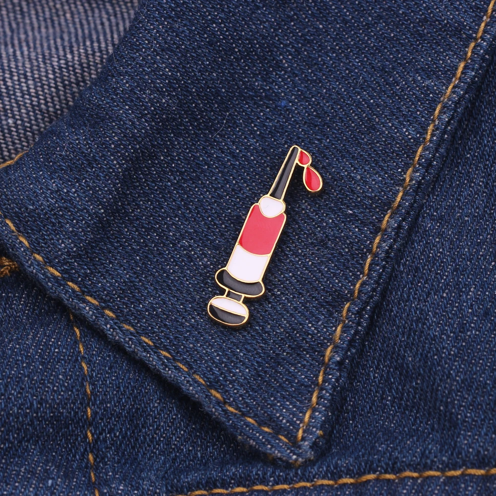 Модная эмалированная брошь в виде шприца для медицинского оборудования заколка