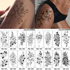 Водостойкие временные татуировки с пикантными цветами для женщин, боди-арт, тату-наклейки на руки и ноги, Реалистичная искусственная черная искусственная кожа