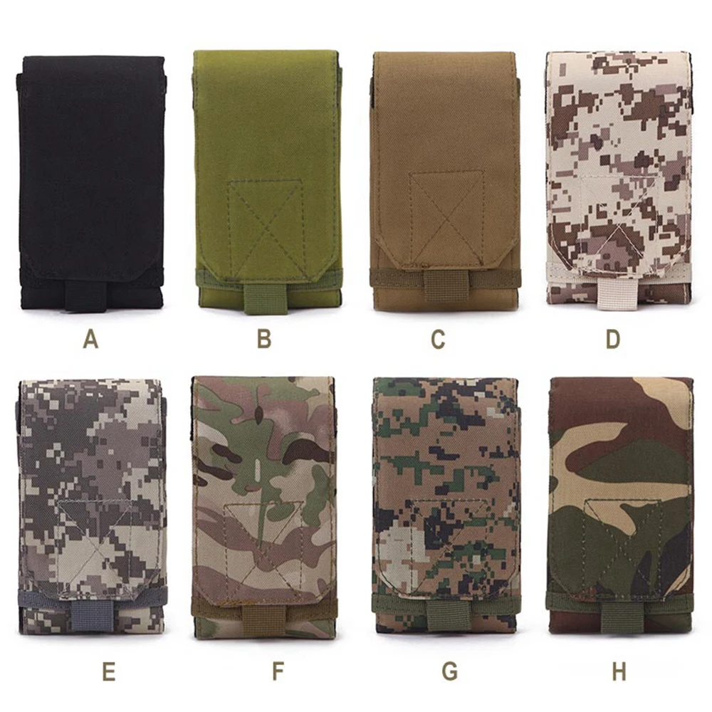 

6 Inches Belt Waist Bag Waterproof Oxford Cloth Phone Pocket Molle Camouflage Tactical Saddlebag for Outdoor Sports