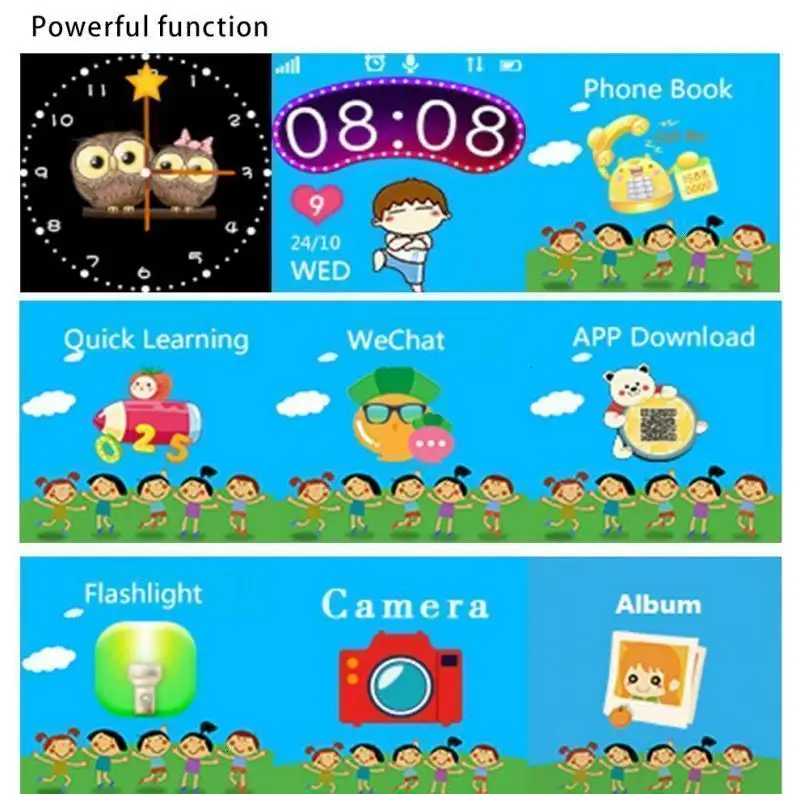 COXRY Smart Watch Kids Gps With Camera Flashlight Baby Watch SOS Call Location Device Tracker For Children Safe PK Q100 Q90 Q60