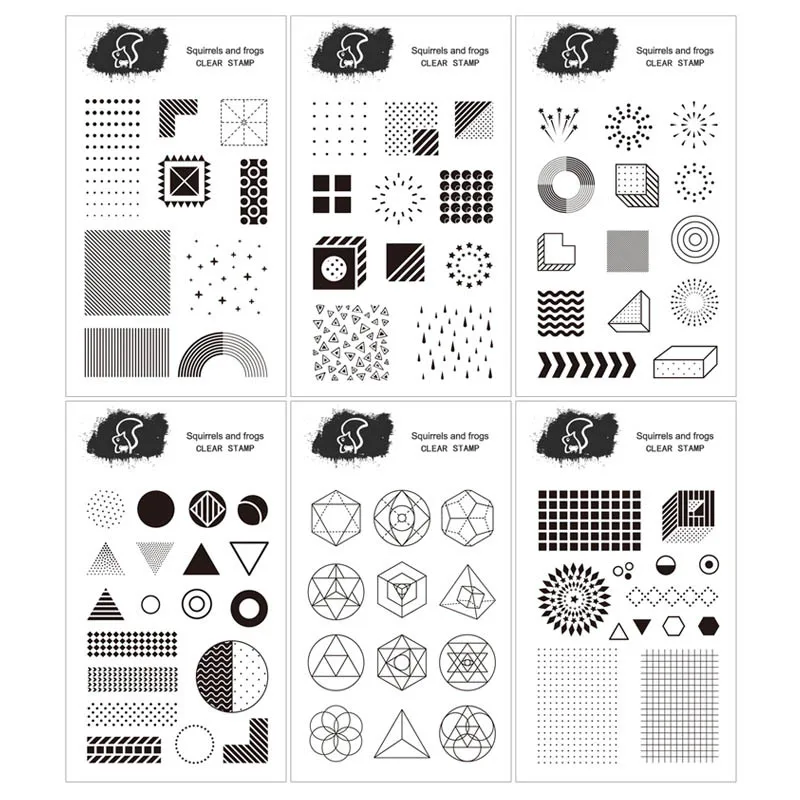 Прозрачные силиконовые штампы с геометрическим узором для самостоятельного
