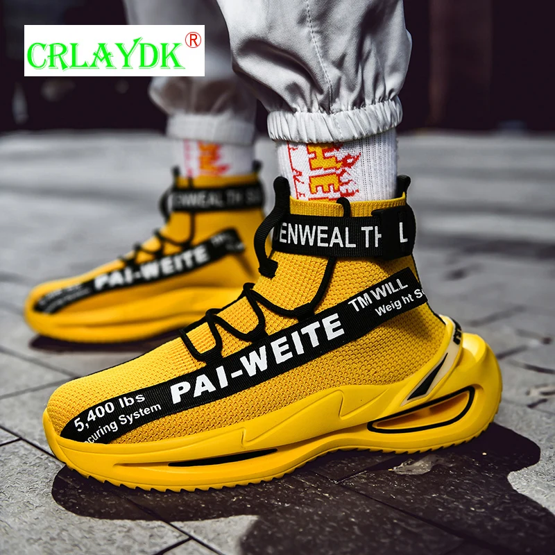 

CRLAYDK Men's Fashion High-Top Sneakers Sports Shoes Incredible Elastic Sole Ankle Tennis Boy's Casual Increased Basket Homme