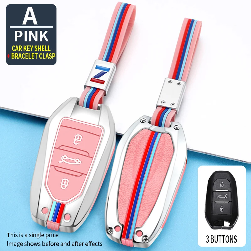 

Metal Car Key Fob Case 5008 DS5 DS6 For Peugeot 208 DS3 For Citroen C4 C5 X7 C4L C6 C3-XR 3008 4008 Keychain Shell Cover Holder