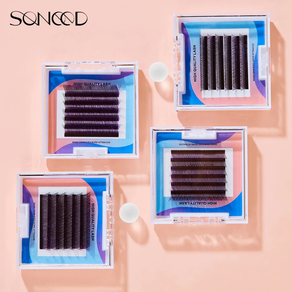 

Sonned YY Shape Hand Woven Premium Purple Soft Light Natural Eyelashes Extension Makeup Tools Lash Profession Wholesale 4 Boxes