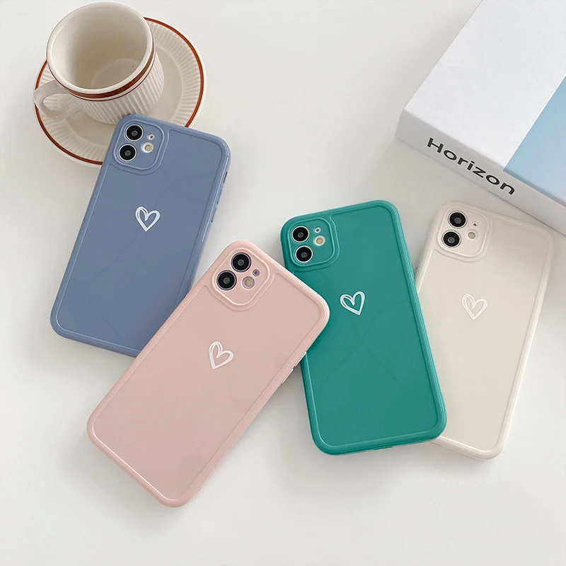 Простой милый силиконовый чехол LACK с сердечками для iPhone 11 Pro Max X XS XR 7 8 Plus 12|Бамперы|
