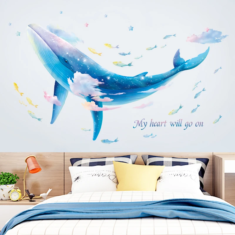 

Creative Whale Wall Stickers Modern Living Room Bedroom Kids Rooms Decor Aesthetic Pegatinas De Pared Self Adhesive Wallpaper