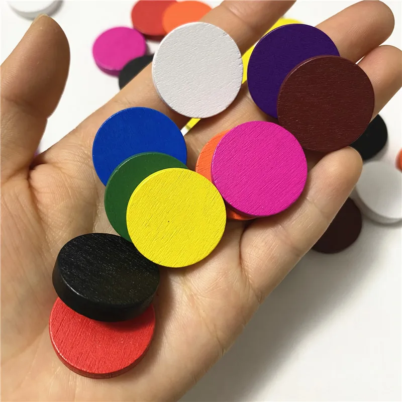 50 Pieces 25*5mm Colorful Wooden Circle Plate Chips Puzzle Chess For Board Game Accessories 10 Colors | Спорт и развлечения