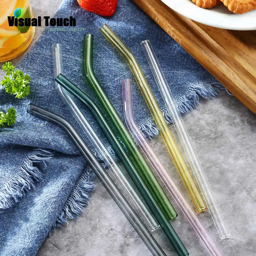 Viial Touch 4 шт цветные стеклянные соломинки Экологичные многоразовые питьевые