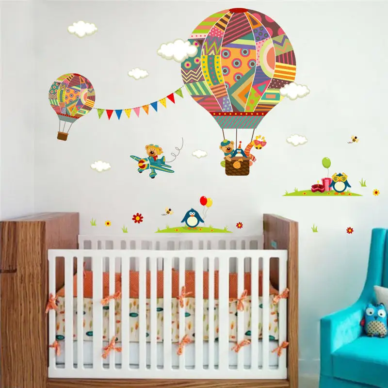 

1 PC PVC Cute Cartoon Wall Stickers Hot Air Balloon Pattern Baby Children Room Bedroom Art Mural Decals Home Wall Decorations