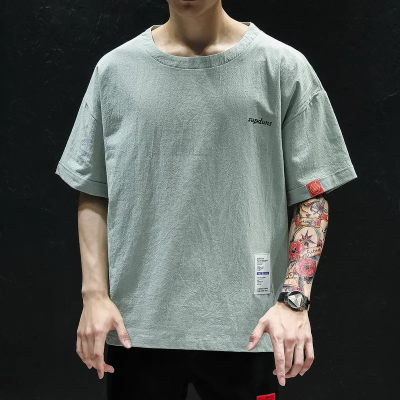 

2020 Summer Casual T Shirt Men Cotton Half Sleeve Man T-Shirt O-neck Loose Short Sleeve Mens Tee shirt Homme