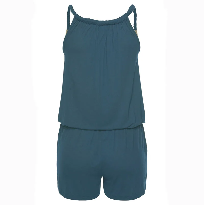 Сексуальный комбинезон без рукавов шорты женский летний с открытой спиной