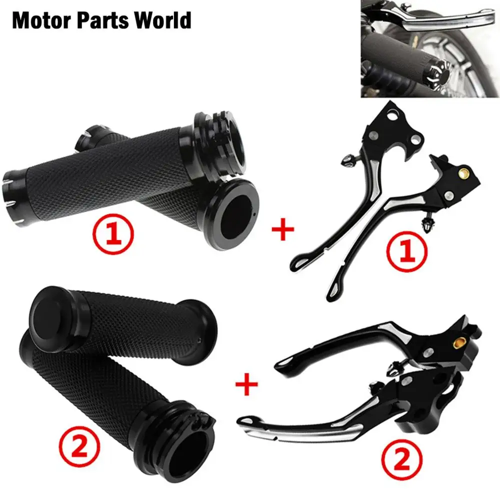 

Motorcycle 1'' Hand Grips Handlebar + Black CNC Adjustable Brake Clutch Lever Fits For Harley Sportster XL883 XL48 2004-2013