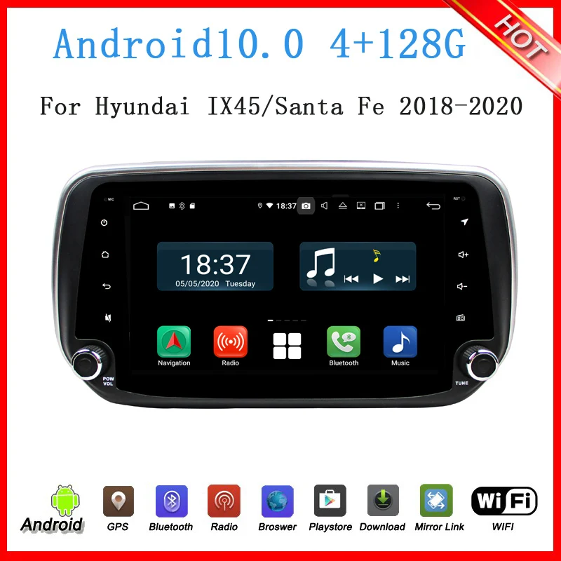 

9 "HD android 10 dvd- Hyundai IX45 Santa Fe 2018 2019 gps 4 64