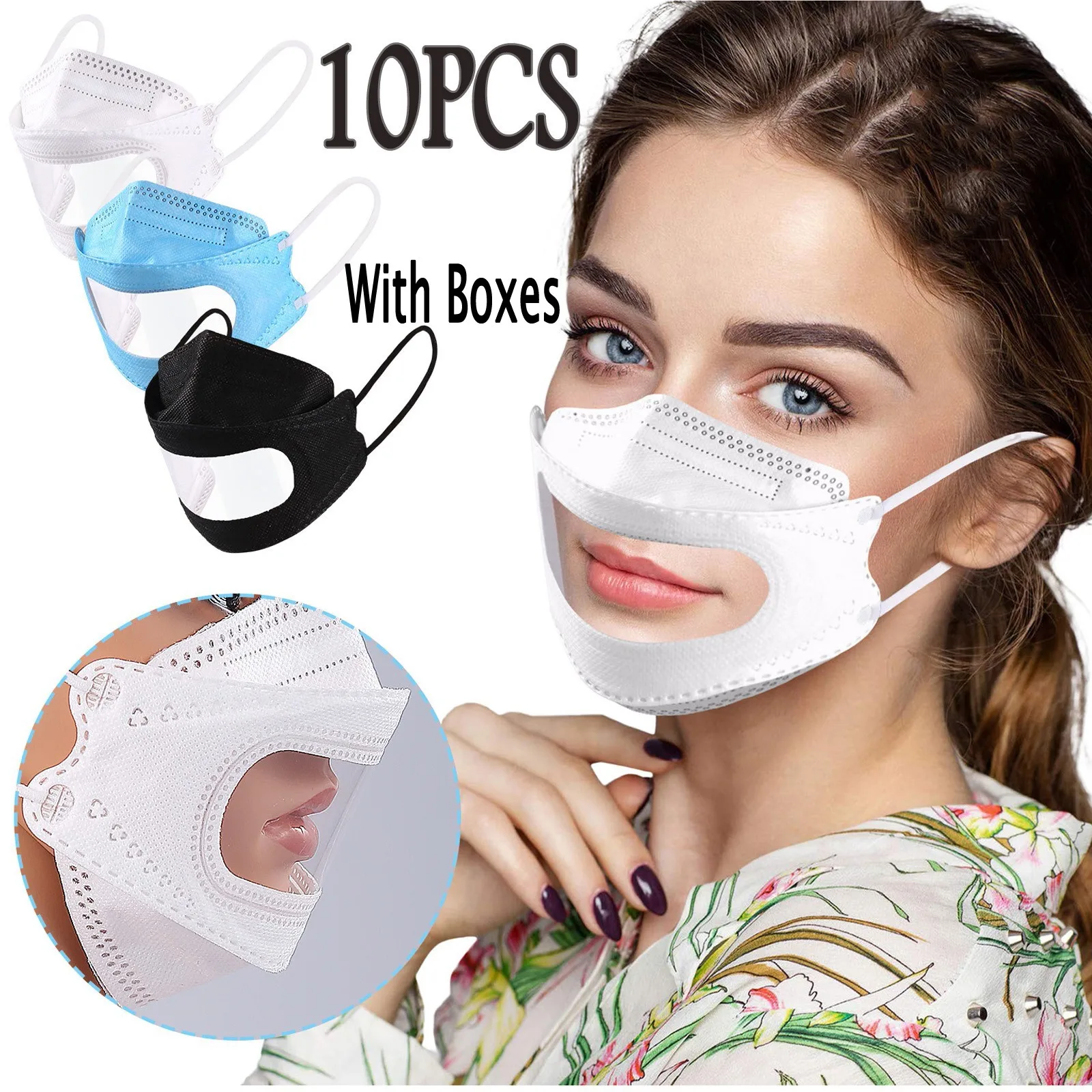 

10PCS Adult Caretas Protectoras Transparent Lips Solid Disposable Face Mask Mask Halloween Cosplay Mujer Cotton Face Mask Adult