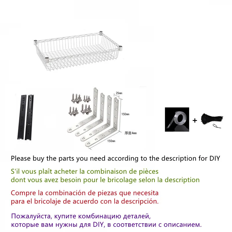 diy cupboard drawer basket kitchen storage shelf organizer sliding cabinet basket pull out metal drawer type mesh basket free global shipping