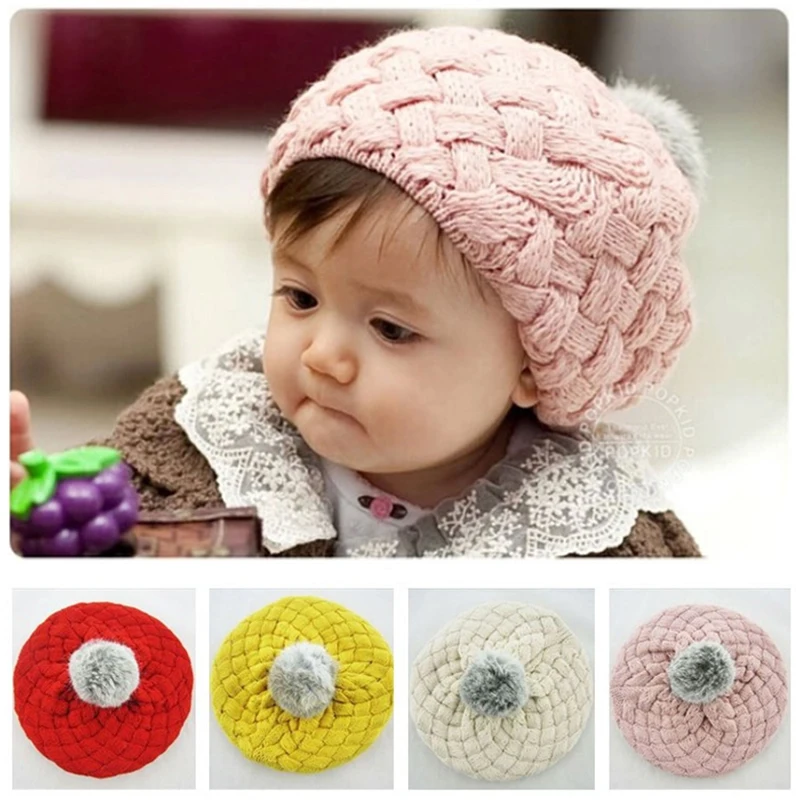 Новинка 2018 милая детская зимняя шапка вязаные крючком Детские береты детские