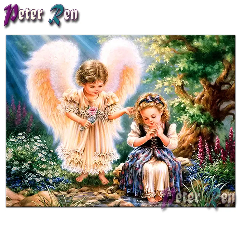 

Full drill resin Diamond painting Angel girl big tree Rhinestone cross stitch 5d Diy Diamant embroidery Mosaic home decor gift
