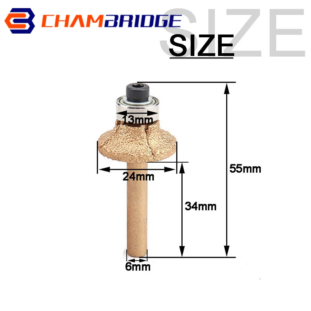 1pc Diamond Router Bits With 6mm Round Shank for Granite Marble Cutter Profiling Cutting Stone Edge Engraving Tools | Инструменты