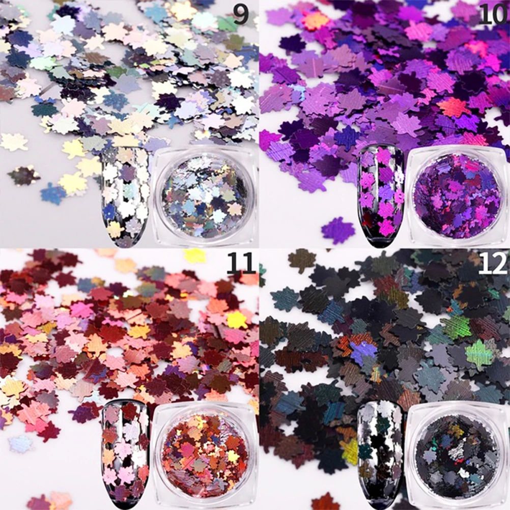 12 цветов маникюрные наклейки Стразы для ногтей с коробками блестящие кленовыми