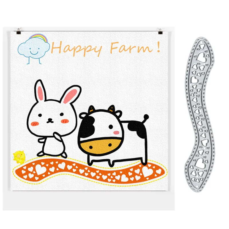 Металлические Вырубные штампы DiyArts с полыми сердечками новый волнистый фон для