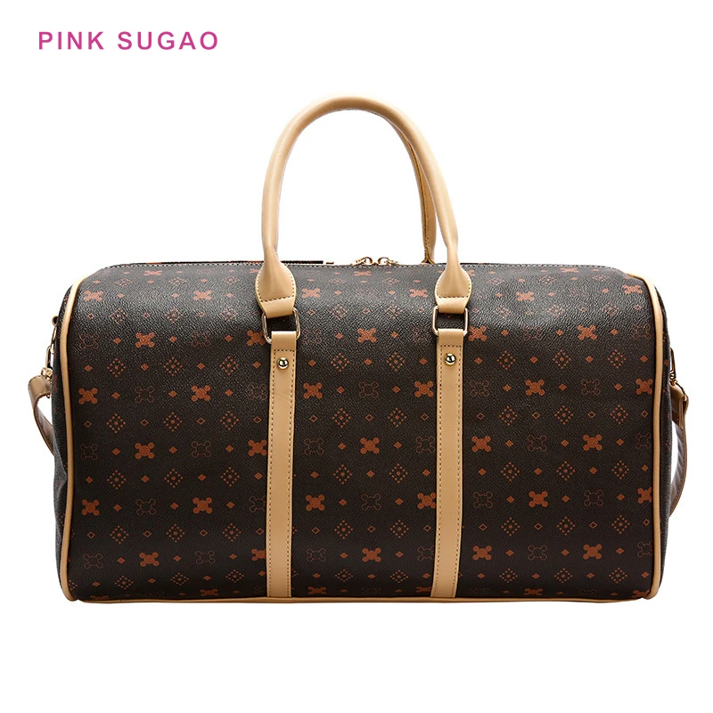 

Pink Sugao duffle bag leather travel bag weekend bag fashion carry on luggage overnight duffel bag high quality shoulder bag