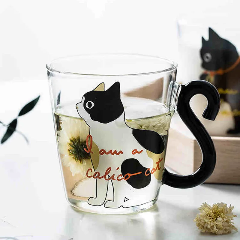 

Drink Mugs Black And White Cat Cup Nordic Breakfast Yogurt Cups Cats Claw Milk Water Bottle Glass Mug Coffee Кружка Термокружка