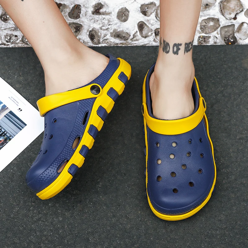 Дышащие мужские сандалии Сезон весна-лето Удобные мягкие стильные сабо без