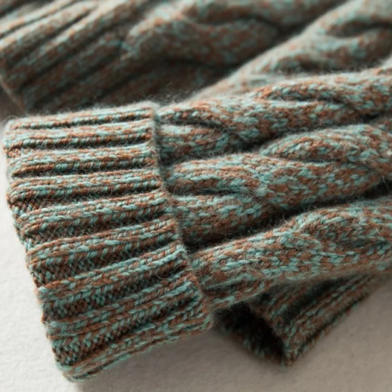 Женский короткий шерстяной свитер с переплетением модный уличный пуловер