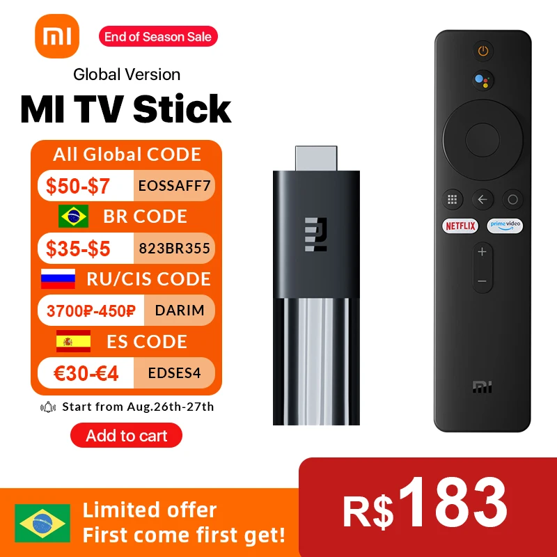 Оригинальный ТВ стик Xiaomi Mi Android TV 9 0 четырехъядерный 1080P Dolby DTS HD декодирование 1 ГБ