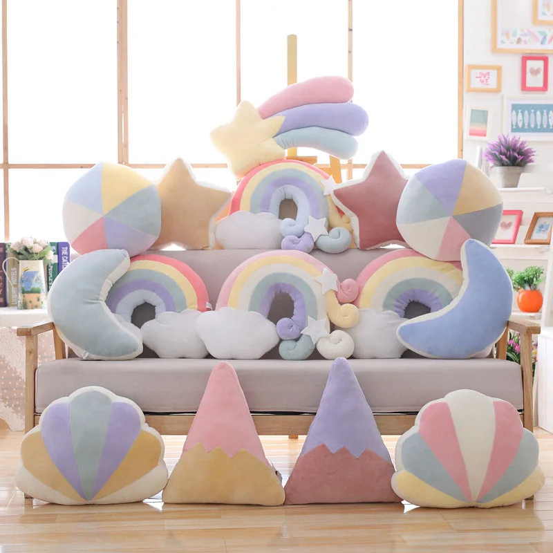 

Cute Candy Plush Toy Cloud Star Moon Plush Pillow Colorful Rainbow Crown Pillow Cushion Sofa Home Decoration Throw Pillow Toy
