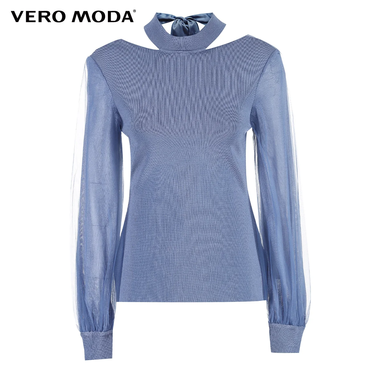 Vero Moda женский гаузи воздушный шар рукава сзади шеи лента вязаный Топ | 319124527