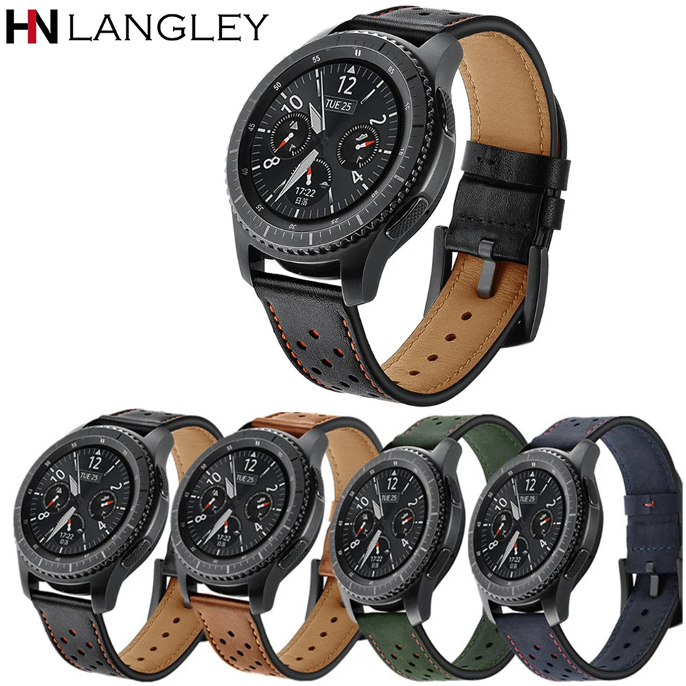 Ремешок для часов samsung gear S3 frontier/classic/Galaxy Watch 46 мм из натуральной кожи 22 мм Amazfit для huawei GT браслет ремень