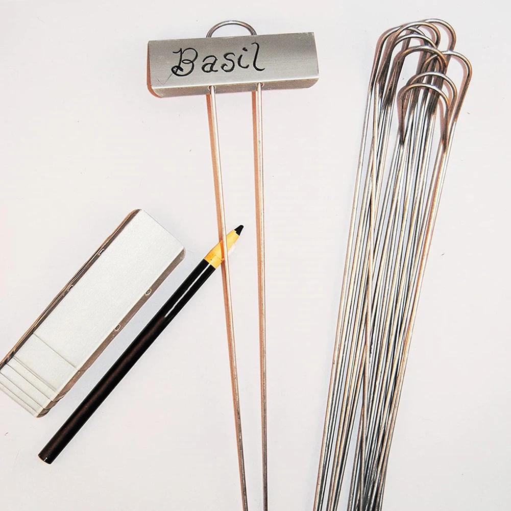 

24Pcs Stainless Steel Sign Markers Plant Nameplate Labels Tags Garden Markers for Potted Herbs Flowers Arrangement Tools