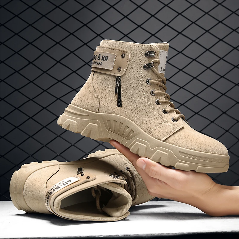 

New British Canvas Shoes Martin Boots Men Autumn New Personality Fashion Casual Boots High-top Tooling Winter Shoes Tide Boots