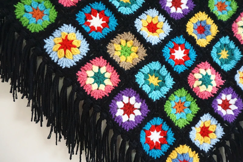 Настенный гобелен ручной работы в стиле бохо с кисточками украшение