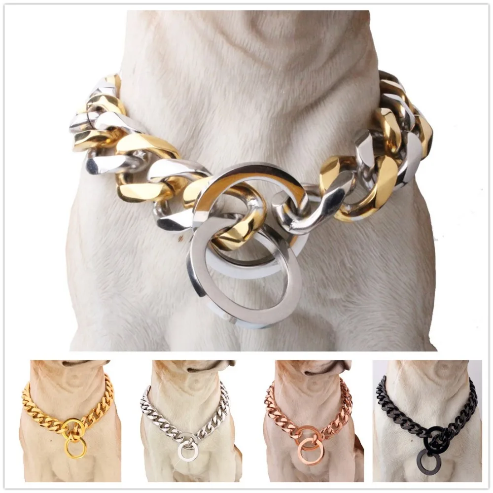 

10-19mm Strong Silver Color Stainless Steel Metal Dogs Training Choke Chain Collars for Large Dogs Pitbull Bulldog Slip