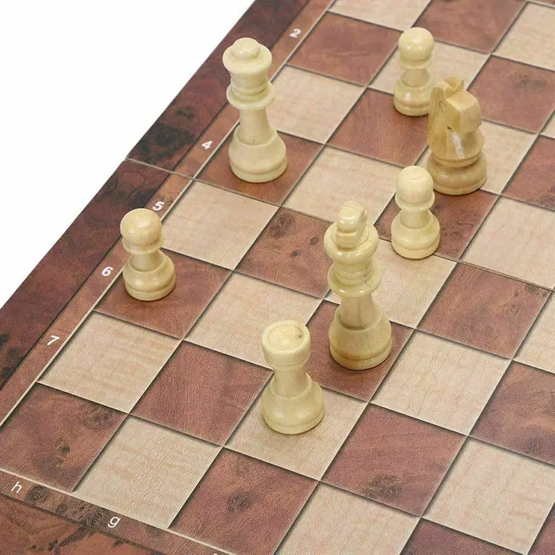 

Dropshipping Wooden Folding Chess Set with Felted Game Board Interior for Storage Adult Kids Beginner Large Chess Board