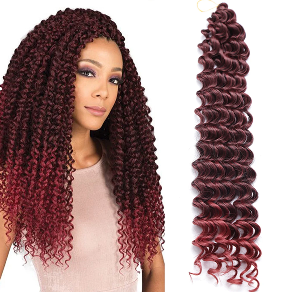 

18 Inch Deep Wave Twist Natural Synthetic Afro Curls Crochet Braids Freetress Twist Hair Ombre Braiding Hair Extensions