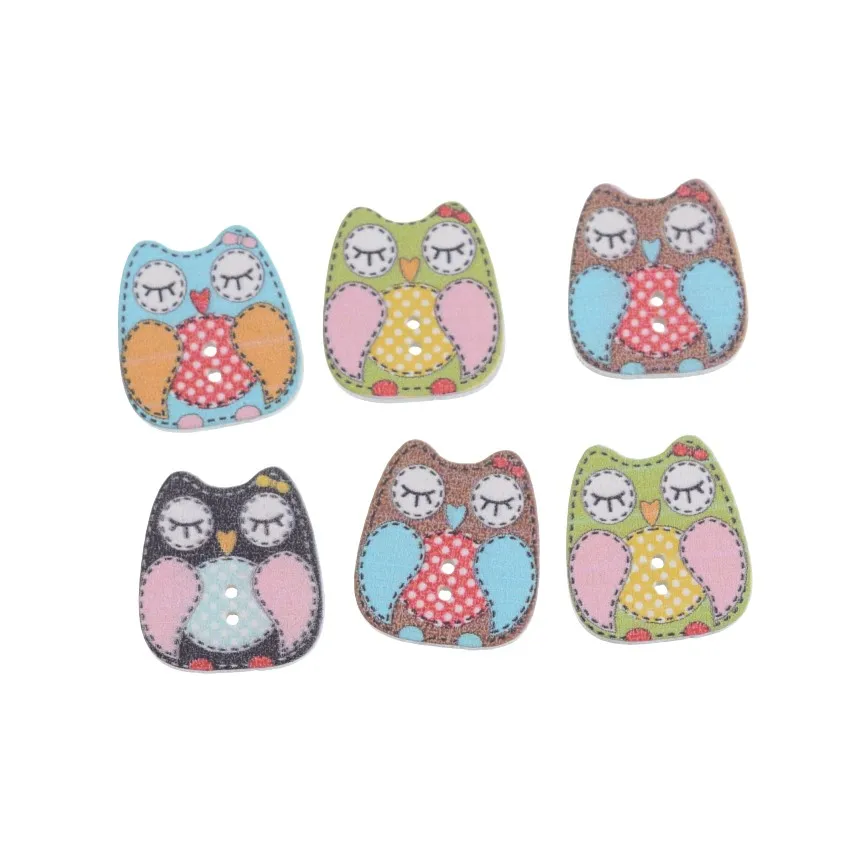 Бесплатная доставка 10 шт. смешанные деревянные пуговицы с рисунком Совы из