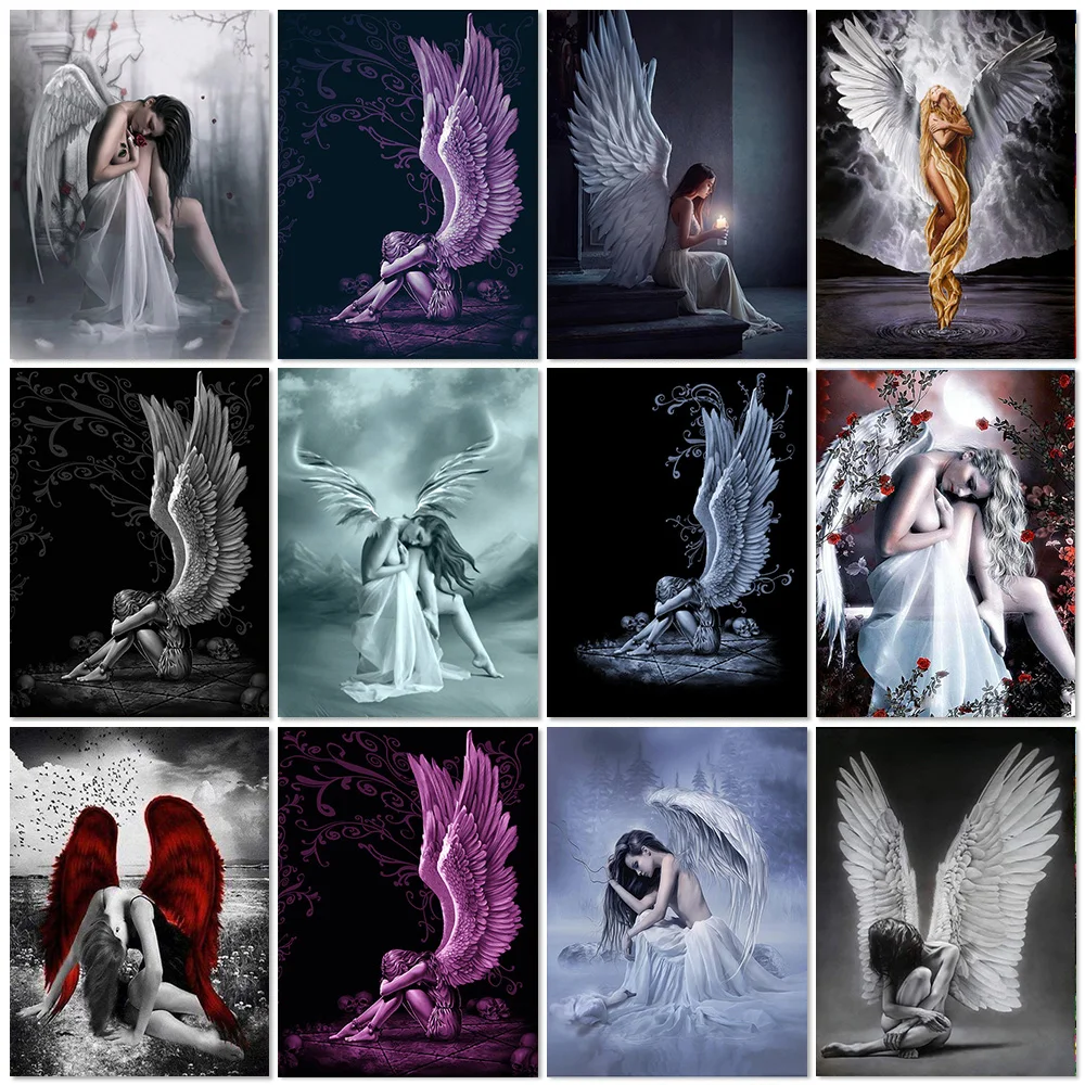 

Diamond Painting Angel Girl 5D Diy Full Round Drill Diamond Embroidery Character Girl with Wings Cross Stitch Mosaic Handicraft
