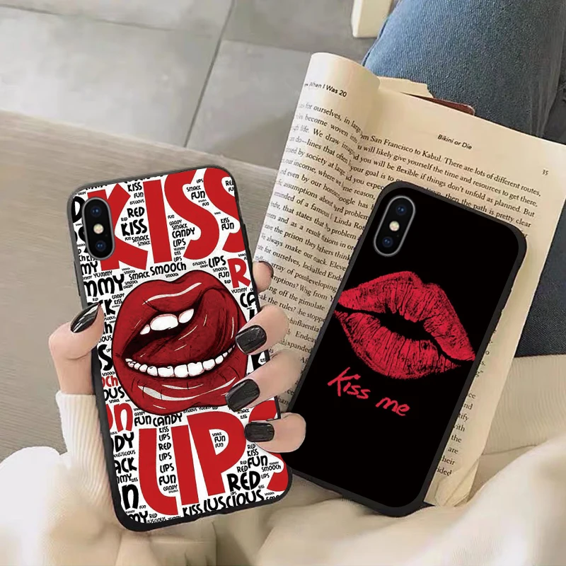 Etui For Huawei Y7 Y9 Prime 2019 Cases Silicon Cover Funda Y 9 Prime2018 Phone Case Sexy Lip | Мобильные телефоны и