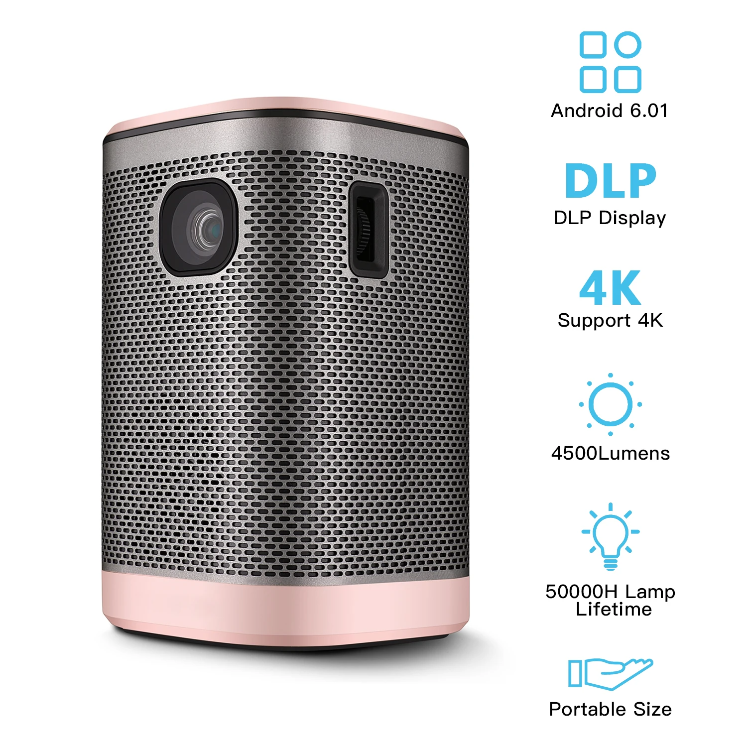 Портативный проектор DLP видео 4500 люмен Android 6 0 (1G + 8G) Сенсорная панель/пульт
