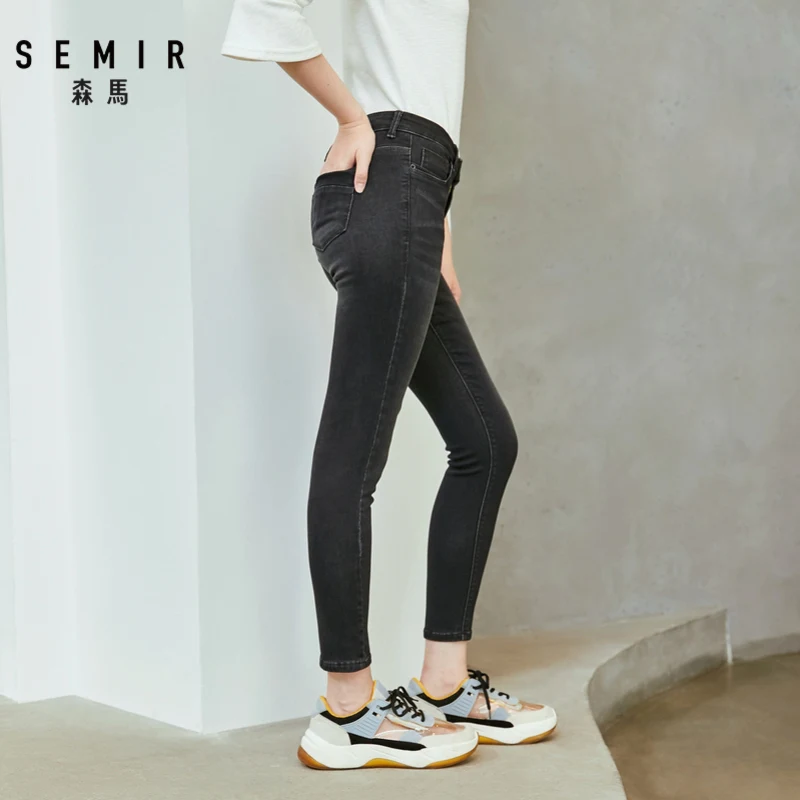 Semir джинсы женские тонкие ноги девять брюки Гонконгский вкус ретро шик тренд