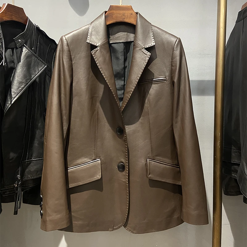 High Quality Spring Women's Lady's Thin Real Sheepskin Leather Women Slim Genuine Leather Jacket Coat