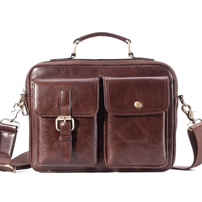 

Mens Retro Briefcase Business Shoulder Bag Leather Office Handbags Computer Laptop Messenger Bags Men's Travel Bags