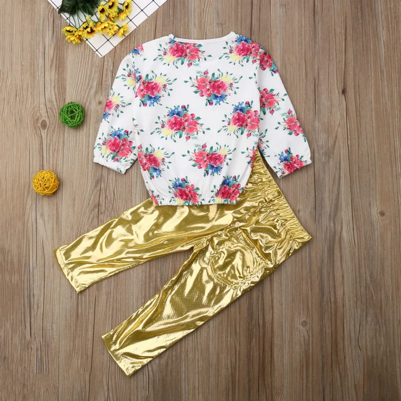 Комплект из 2 предметов Детская футболка с цветочным принтом для маленьких